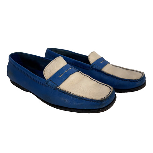 Mocassini da guida Tod’s bicolore blu bianco donna taglia US 8 5