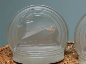 1936 Owens Illinois Glass Art Deco Frosted Glass Gazelle Bookends by E W Fuerst - Picture 1 of 10