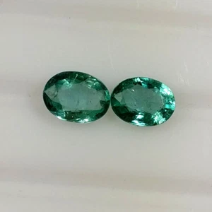 1,61 kt natürlicher Smaragd oval schöner grüner Glanz (7 x 5) mm Größe passendes Paar - Bild 1 von 3