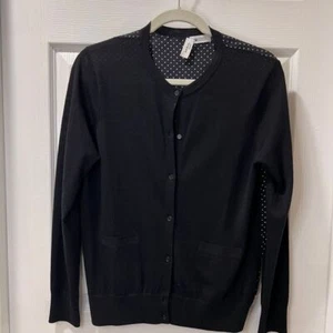 Cárdigan negro exclusivo con lunares clásico AKRIS Saks Fifth Avenue - talla 12 - Imagen 1 de 12