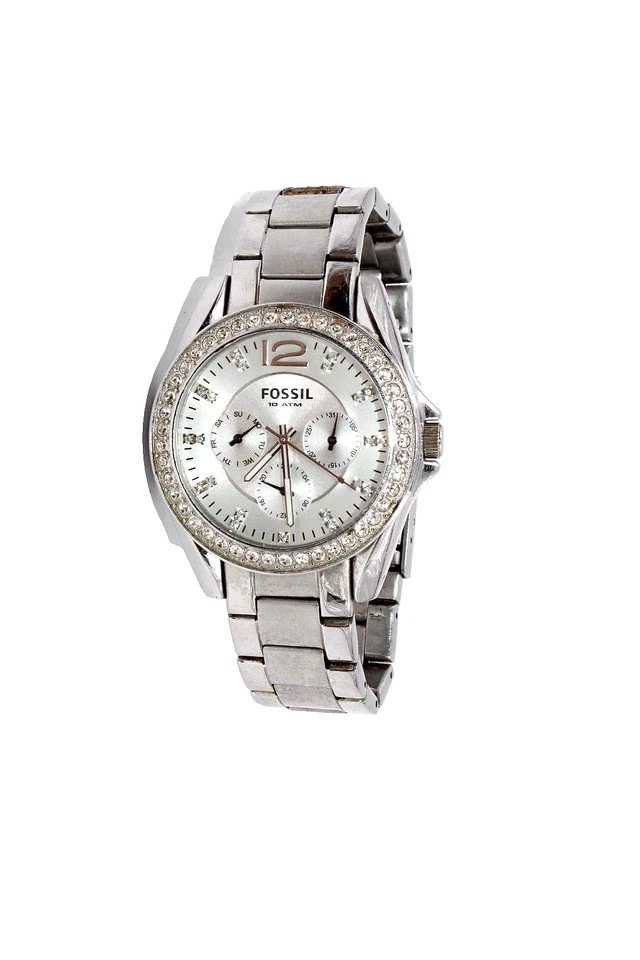 FOSSIL 10 ATM Wrist Watch SUB DIALS ES 2203 S.S. TESTED / NEEDS BATTERY - image 1 of 4