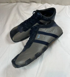 Diesel Wish Leder Schuhe Turnschuhe Eckige Zehe Vintage Marineblau Grau Herren 13 Y2K - Bild 1 von 21