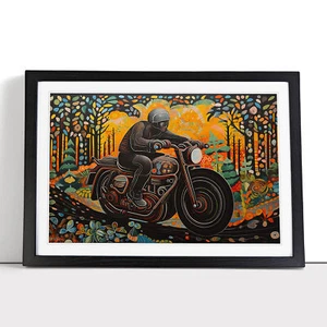 Motorbike Contemporary Framed Wall Art Poster Canvas Print Picture Home Painting - Picture 1 of 9