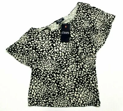 Top para mujer con volantes de un hombro - Noche brumosa - Negro natural - 3XL Foto 1 de 3