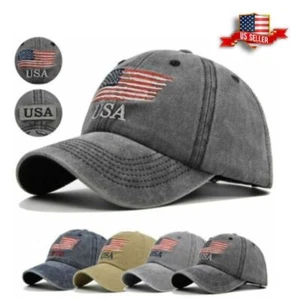 New Embroidered USA American Flag Cotton Adjustable Baseball Hat Cap NEW COLORS - Picture 1 of 16