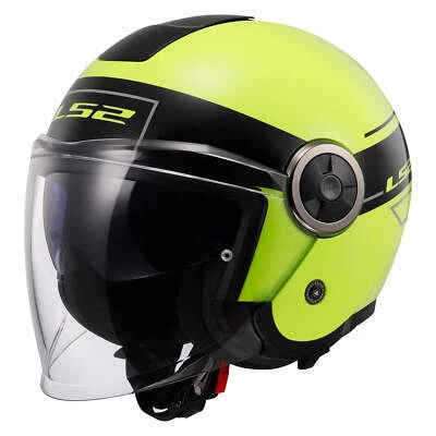 Casco Jet LS2 OF620 CLASSY Clásico Negro Mate Amarillo Hi-Viz - Imagen 1 de 4