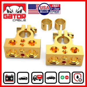 Car Battery Terminals Clamp Post 1/0 2 4 8 GA AWG Gauge Positive Negative Ports - Picture 1 of 19