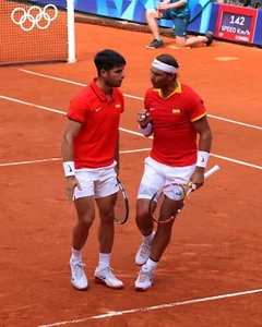 8x10 Photo CARLOS ALCARAZ & RAFAEL NADAL 2024 Paris Summer Olympics Tennis Spain - Picture 1 of 1
