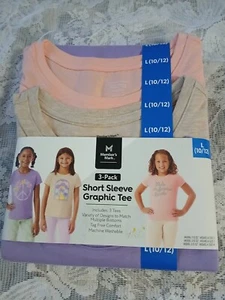 Member's Mark Girl's 3 Pack Short Sleeve Graphic Tee Size 10/12 - Picture 1 of 6