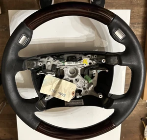 BMW 745i Genuine Dark Ash Burl Steering Wheel + Tiptronic Black Leather (OEM) - Foto 1 di 5