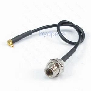 FME male bulkhead panel mount to MMCX male RA right angle 90 degree RG174 cable - Picture 1 of 8