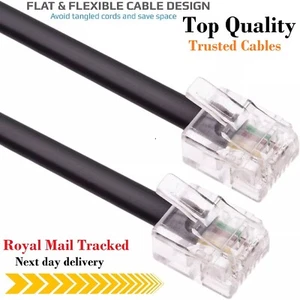 RJ11 To RJ11 Cable ADSL Extension Lead Higher Speed Phone Cord Telephone Plug UK - Picture 1 of 22