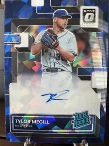 2022 Donruss Optic Navy Blue Cracked Ice Prizm 29/35 Tylor Megill Rookie Auto RC - Picture 1 of 2