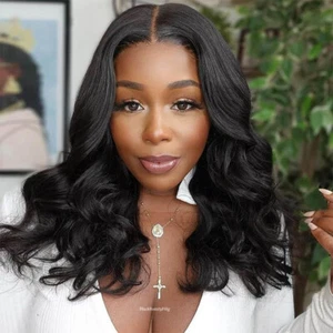 Short Wavy Silk Top Full Lace Human Hair Wig Bleached Knots 5x4.5 Silk Base Wig - Picture 1 of 12