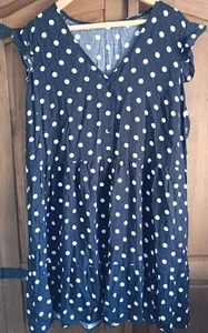 Bnwots GEORGE Black Polka Dot SHORT SLEEVE BUTTON UP Smock Dress Size 20 22 - Picture 1 of 7