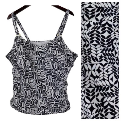 Croft & Barrow 26W 4X Swimsuit Top Tankini Black White Slimming Cruise    aa - Image 1 of 4
