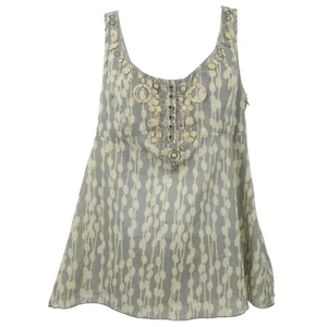 Kensie Beaded Tank Top Womens Size 10 Side Zip Sleeveless Cream Gray NEW - Picture 1 of 16