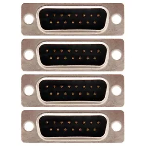 4 Pcs D-Sub DB15 15 Pin Male Plug Connector Solder Type Cup Socket Wire Assembly - Picture 1 of 6