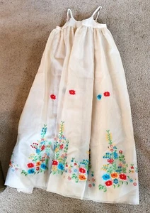 Vintage boho maxi pinafore skirt festival embroidered organza sheer - Picture 1 of 5