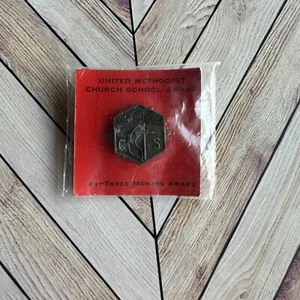 Vintage 1980er United Methodist Church School 3 Monate Auszeichnung Abzeichen Anstecknadel Brosche - Bild 1 von 1