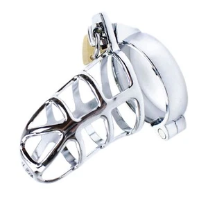 Male Chastity Device Long Bird Cage Stainless Steel Chastity Belt 3 sizes BDSM - Picture 1 of 14