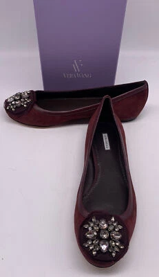 Vera Wang Mujer Borgoña Gamuza Cristalizado Medallón Pisos 7 M Foto 1 de 4