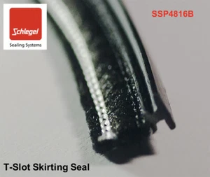 Skirting Seal T-Slot 48 Push fit with Woven Pile 10 Metres 4.8mm x 16mm SSP4816B - Imagen 1 de 5
