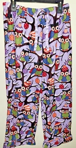 Nick Nora Owl Pajama Pants Fleece Purple Girls 10/12 Large - Picture 1 of 6