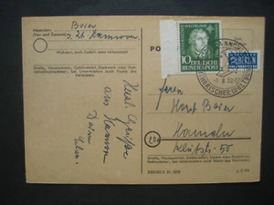 Bund 1952, interessante Postkarte mit zusätzlicher rückseitiger Frankatierung - Bild 1 von 5