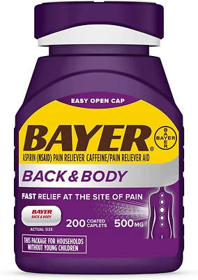 "Powerful Pain Relief: Back and Body Extra Strength Aspirin 500mg with Caffeine, - Image 1 of 4