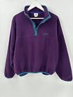 L.L. Bean Vintage Jacket Mens Medium Purple Fleece Snap Close Embroidered Logo