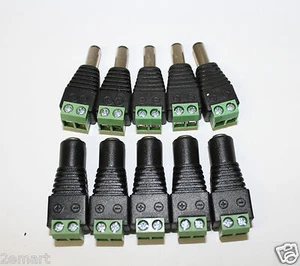 5 Sets Stecker und Buchse 2,1 x 5,5 mm DC Power Jack Adapter Steckverbinder Stecker CCTV - Bild 1 von 3