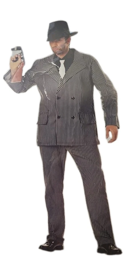 Disfraz California GÁNGSTER Para Hombre L 42-44 Completo Nuevo Pin Rayas Traje y Corbata Foto 1 de 4