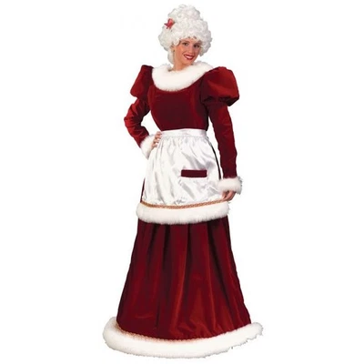 Santa's Helper Mrs. Santa Velvet Dress Apron Christmas Holiday Dress S/M (2-8) - Image 1 of 4