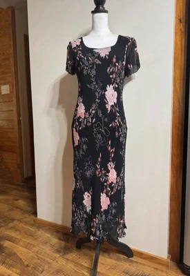 Maxi Vestido Vintage Años 90 Y2K Eva Azul Capricho Grunge Cuentas Corte Sesgado Talla 12P Foto 1 de 4