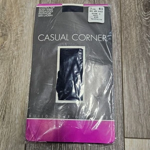 Casual Corner Vintage Control Top Pantyhose Sandalfoot Navy Blue Women's Size C - Picture 1 of 4