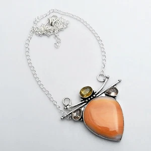 Solar Achat Citrin Edelstein Ethno Handarbeit Halskette Schmuck 34 Gramm AN 13910 - Bild 1 von 1