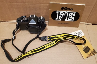 Nikon FE Black 35mm Film Camera SLR  Body - Image 1 of 4