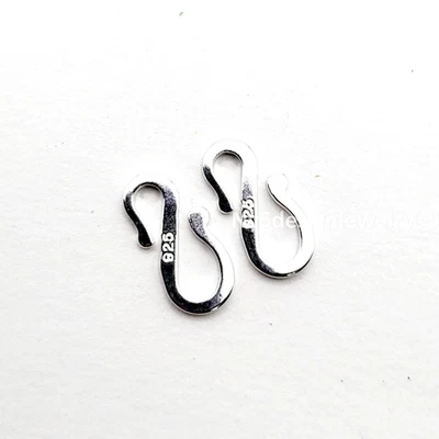 925 Sterling Silver S Hook Clasp 14x6mm 2pcs USA Made Delicate Jewelry Findings - Image 1 of 4