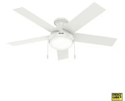 ⚡️QUIK SHIP⚡️Hunter Germantown WhisperWind 52” White Low-Ceiling Fan LED Lights - Image 1 of 4