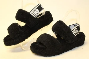 UGG Oh Yeah Slide NEW Women 6 37 Black Shearling Platform Sandals Shoes 1107953 - Picture 1 of 24