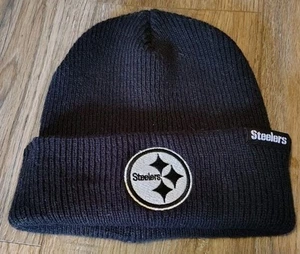 Gorro tejido con puños Pittsburgh Steelers, negro/blanco/plateado, bonito cómodo - Imagen 1 de 1