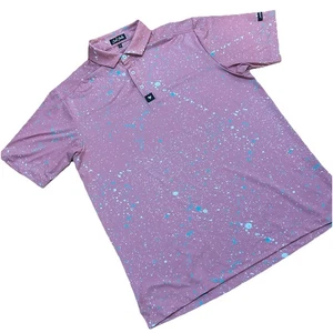 Bad Birdie Poloshirt Herren Large Pink Farbspritzer Bunt Golf Tee AOP - Bild 1 von 6
