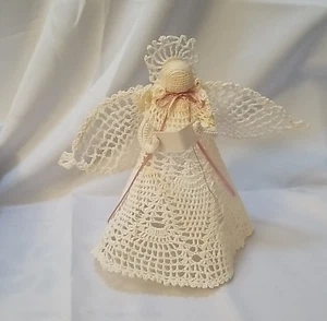 Gehäkelter Engel Christbaumspitze gestärkt 9 Zoll hoch - Bild 1 von 5