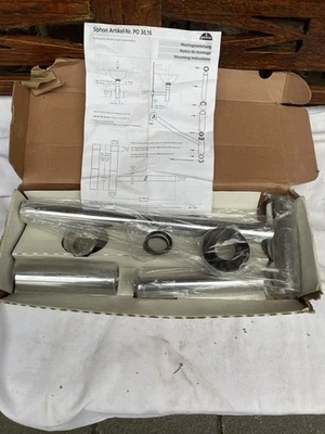 Design Siphon Geruchverschluss -   Massiv Messing verchromt , Waschtisch Syphon - Bild 1 von 4