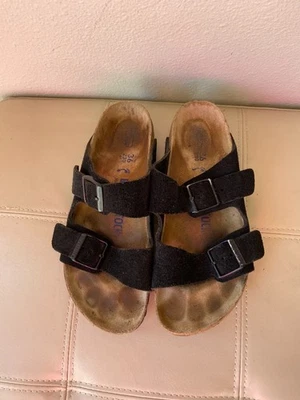 Birkenstock Arizona Black Suede Leather Strap Sandals Soft Bed SZ 36/5 N - Image 1 of 2