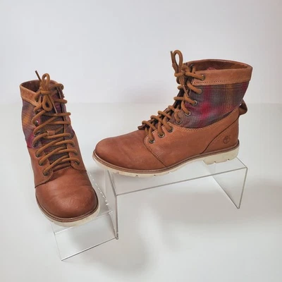 Botas femininas Timberland tamanho 8 couro marrom pendleton Bramhall xadrez flanela - Imagem 1 de 4