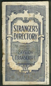 Boston Transcript Stranger's Directory for Boston 1921 w/ folding map - Picture 1 of 1