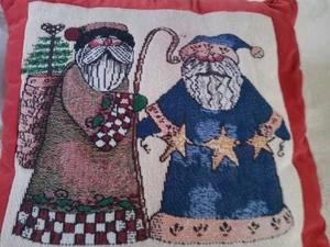 De Colección Par Navidad Papá Noel Almohadas Reverso Rojo Guinga 16" Tapiz Terciopelo - Imagen 1 de 12