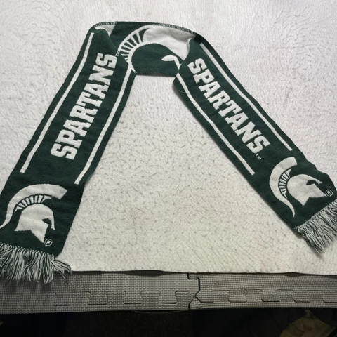 Michigan State Spartans Scarf Small Green White Knit Long Winter Wrap Around Cover